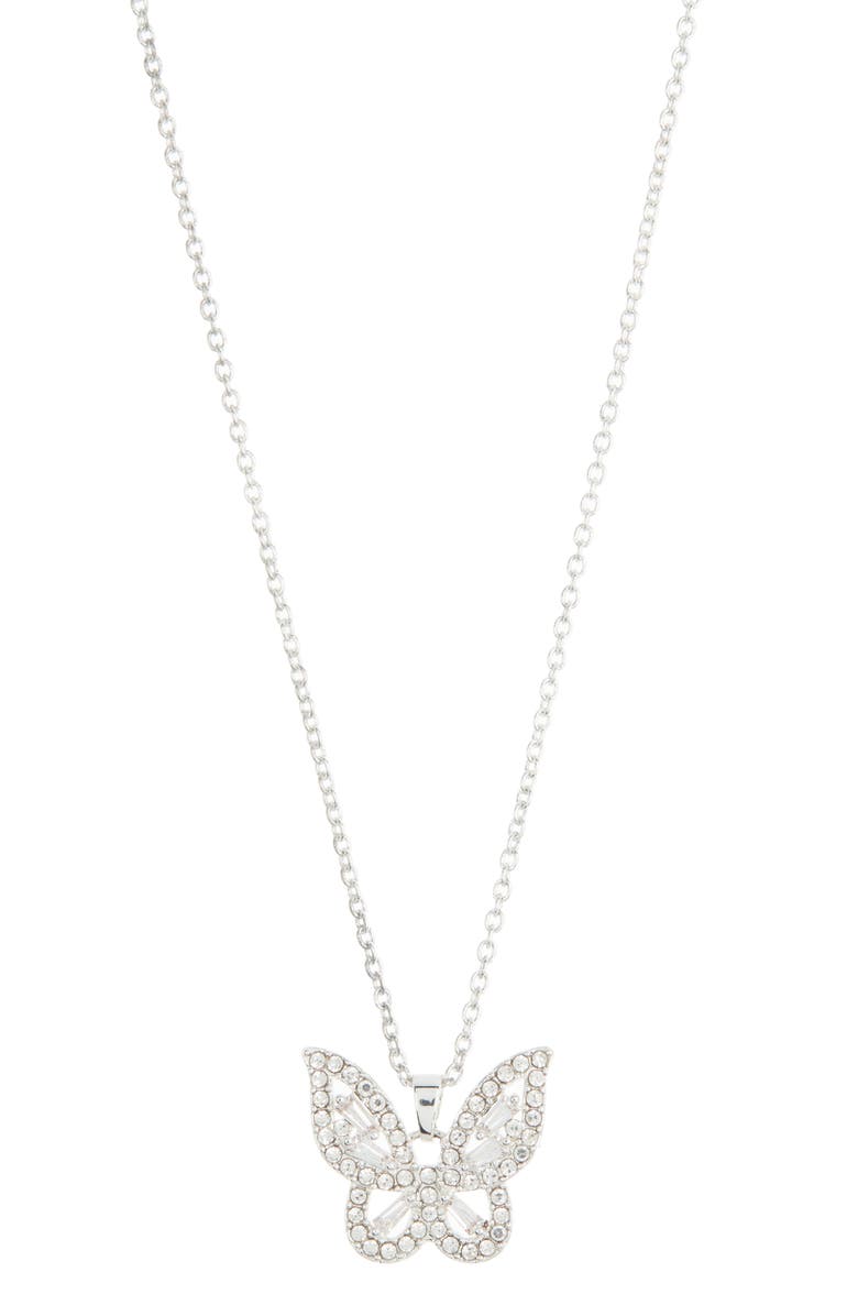 Danecraft CZ Butterfly Pendant Necklace & Earrings Set, Alternate, color, Silver