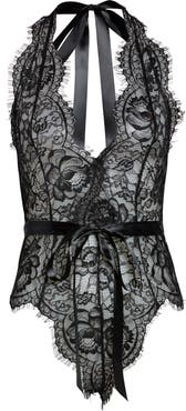 Oh La La Cheri Naomi Plunge Neck Lace Bodysuit