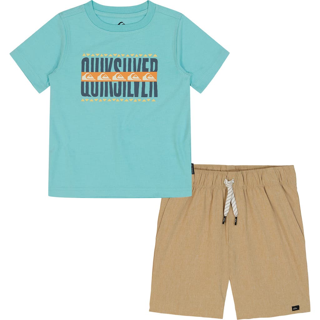 QUIKSILVER QUIKSILVER LOGO T-SHIRT & WOVEN SHORTS SET