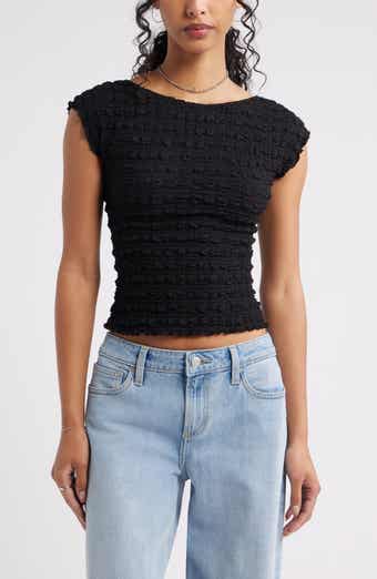 BP. Textured Open Back Knit Top