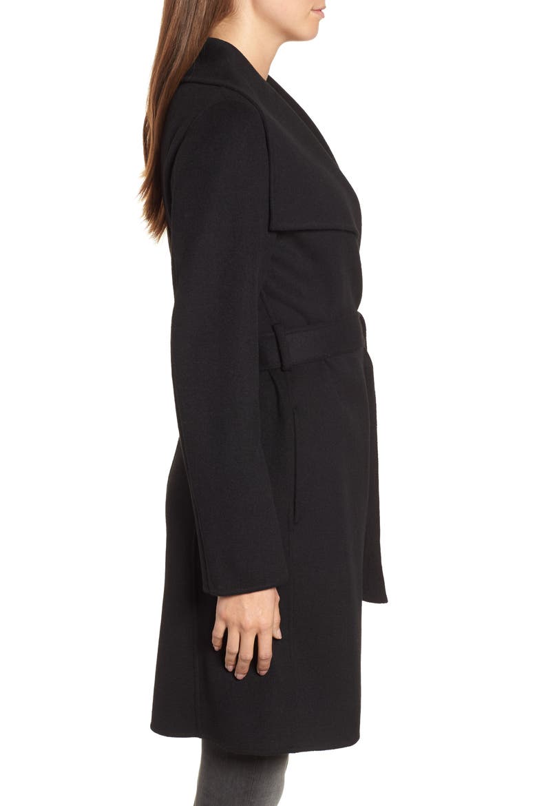 Ellie Double Face Wool Blend Wrap Coat, Alternate, color, BLACK