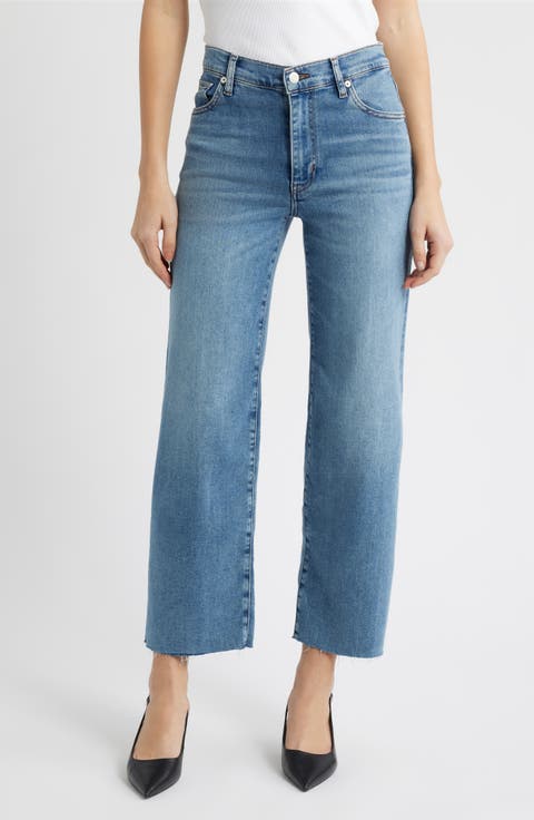 The Mellow Frayed Ankle Straight Leg Jeans (Clue Raw After)