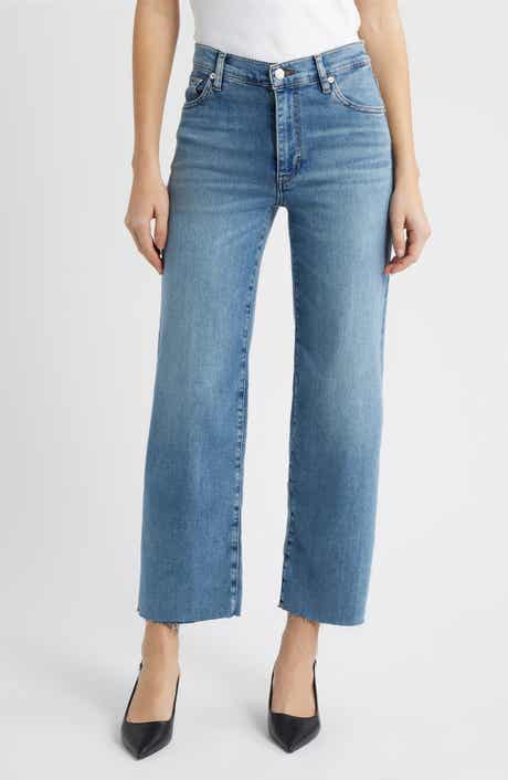 The Mellow Frayed Ankle Straight Leg Jeans