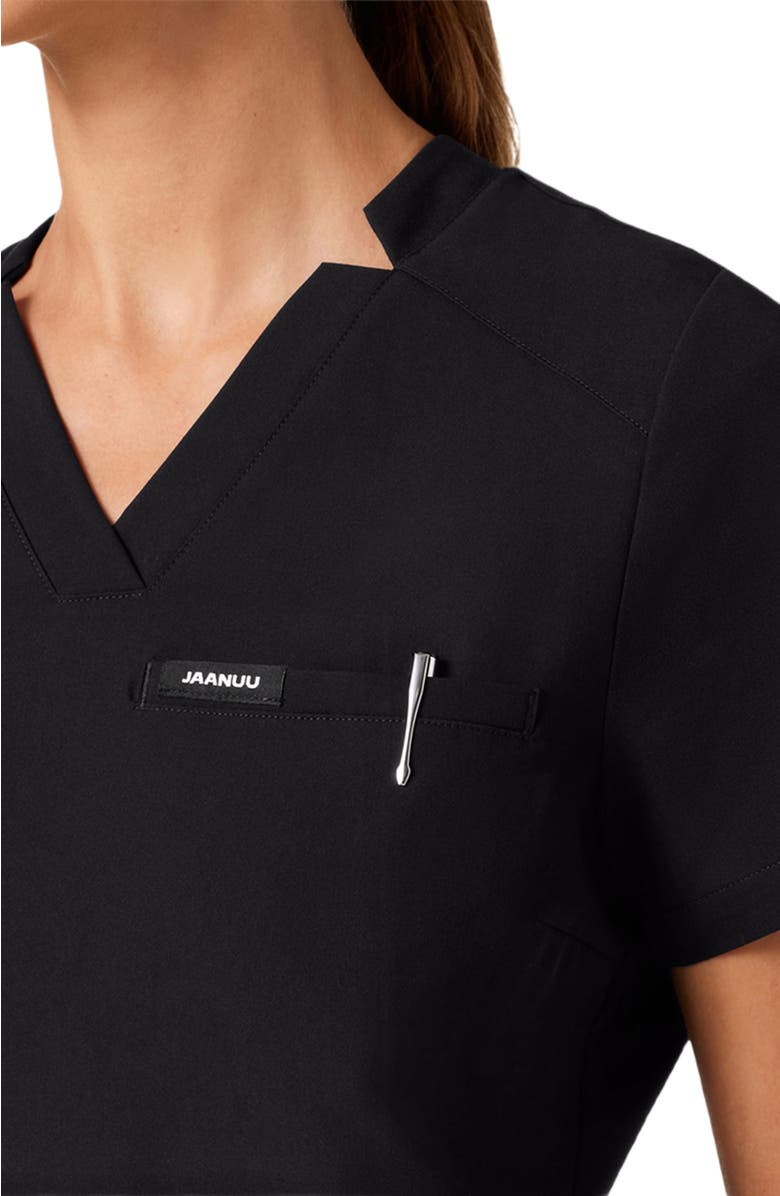 JAANUU Helia Women's 3-Pocket Classic Notched V-Neck Scrub Top, Alternate, color, Black