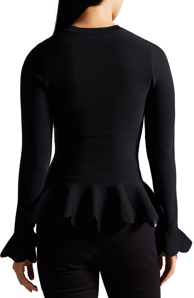 Ted Baker London Lillyyy Long Sleeve Peplum Top, Alternate, color, 