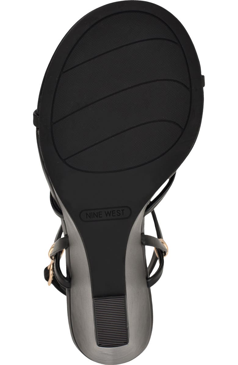 Nine West <p>Deklyn Faux Leather Wedge Sandal (Women)</p>, Alternate, color, Black
