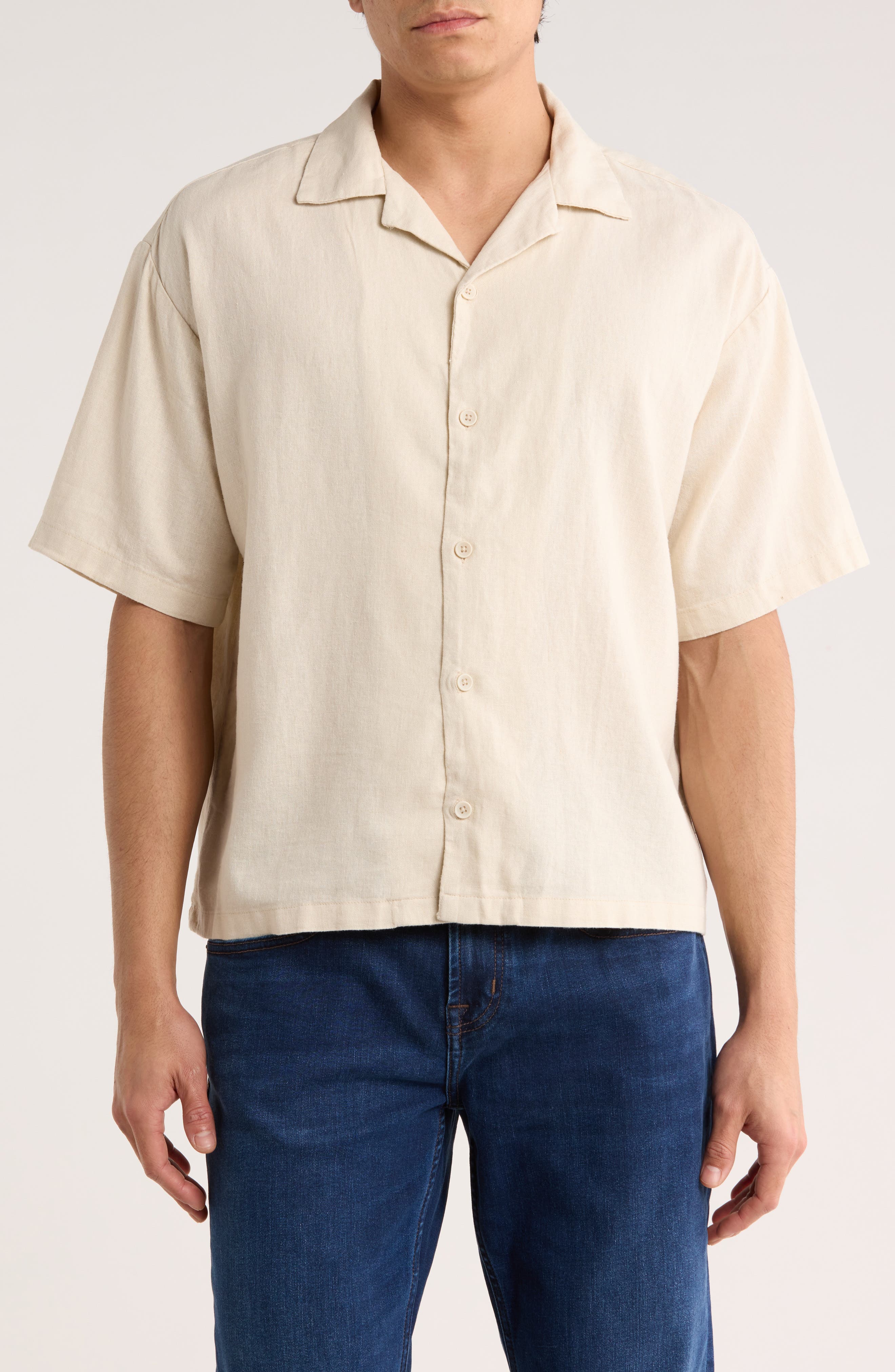 DENIM AND FLOWER Linen Blend Camp Shirt