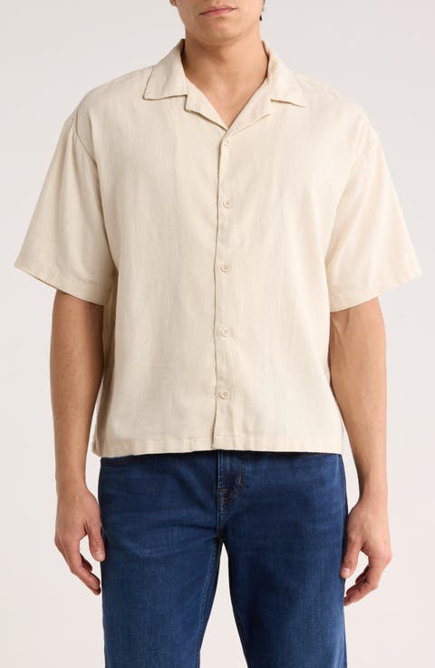 Linen Blend Camp Shirt