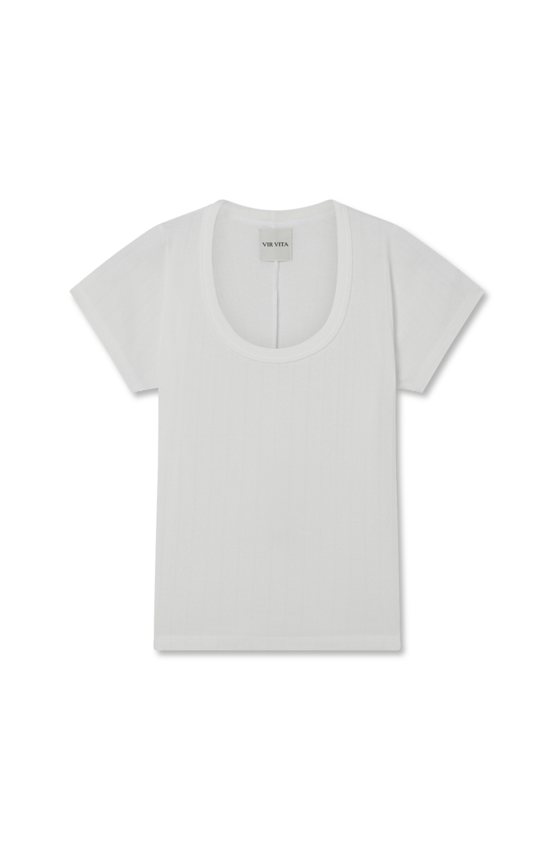 VIR VITA Pointelle Scoop Tee, Main, color, Coconut