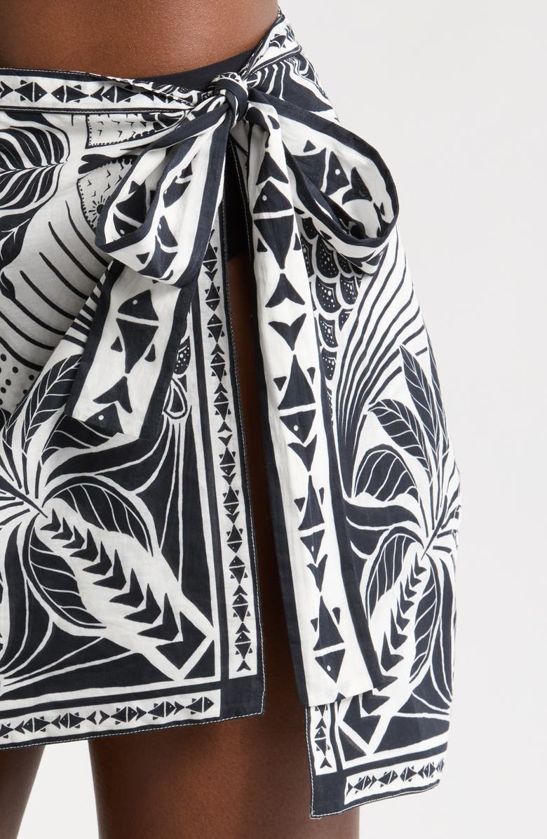 FARM Rio Monochrome Elegance Scarf Print Cover-Up Wrap Miniskirt, Alternate, color, 