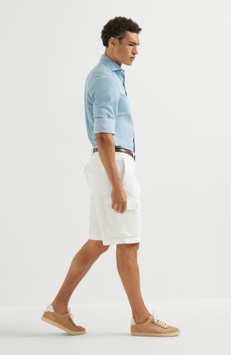 Brunello Cucinelli Gabardine Bermuda shorts, Alternate, color, Snow