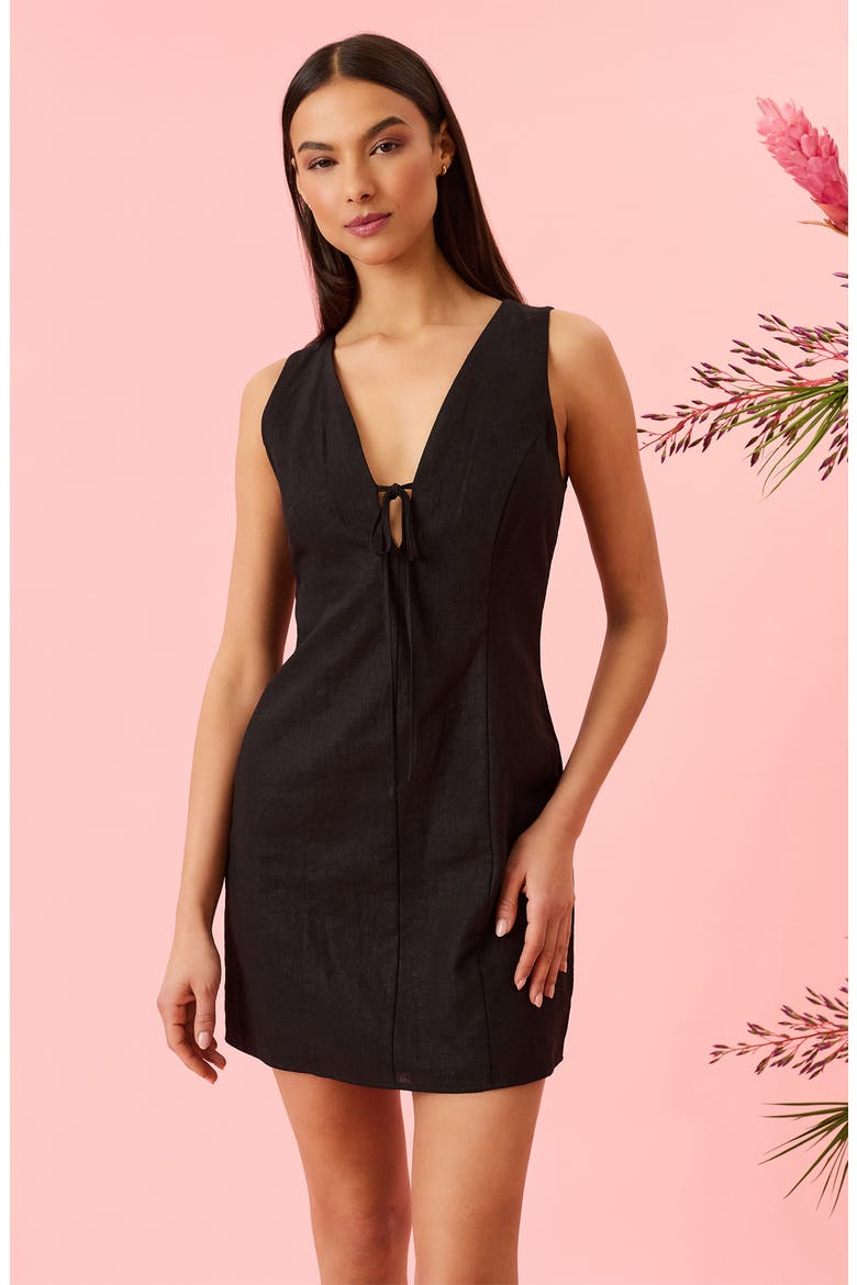 Sleeveless Linen Blend Sheath Dress, Alternate, color, BLACK