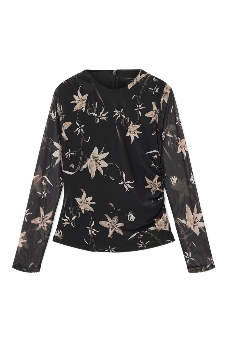 Caia Floral Mesh Top, Alternate, color, PETRA SEPIA BROWN