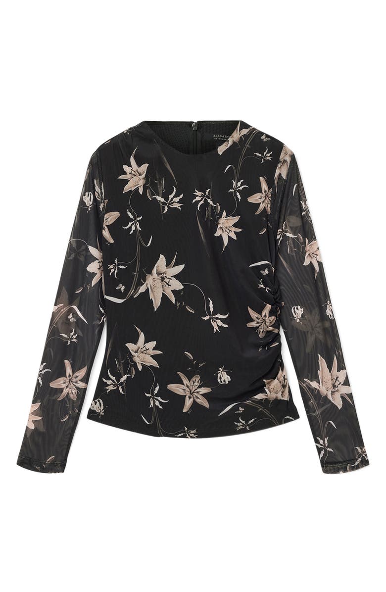 AllSaints Caia Floral Mesh Top, Alternate, color, Petra Sepia Brown