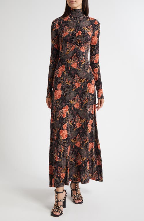 Ulla Johnson Koa Allover Print Long Sleeve Jersey Dress In Multi
