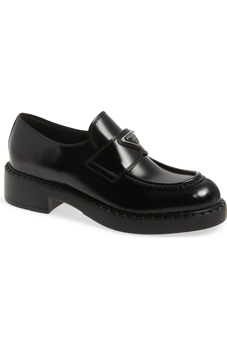 Prada Triangle Logo Loafer, Main, color,