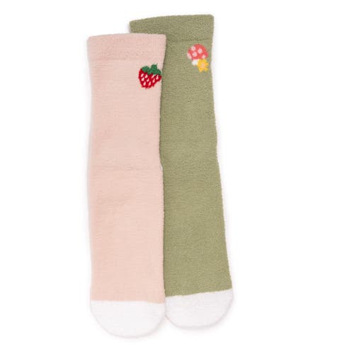 Muk Luks Cozy Compression Gripper Crew Socks 2 Pair Pack In Multi