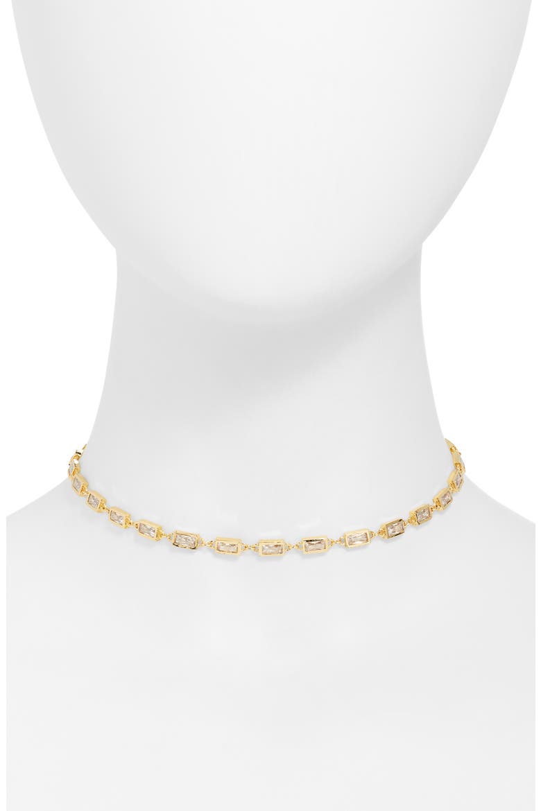 Rectangle Prism Choker Necklace, Main, color, CLEAR/ GOLD