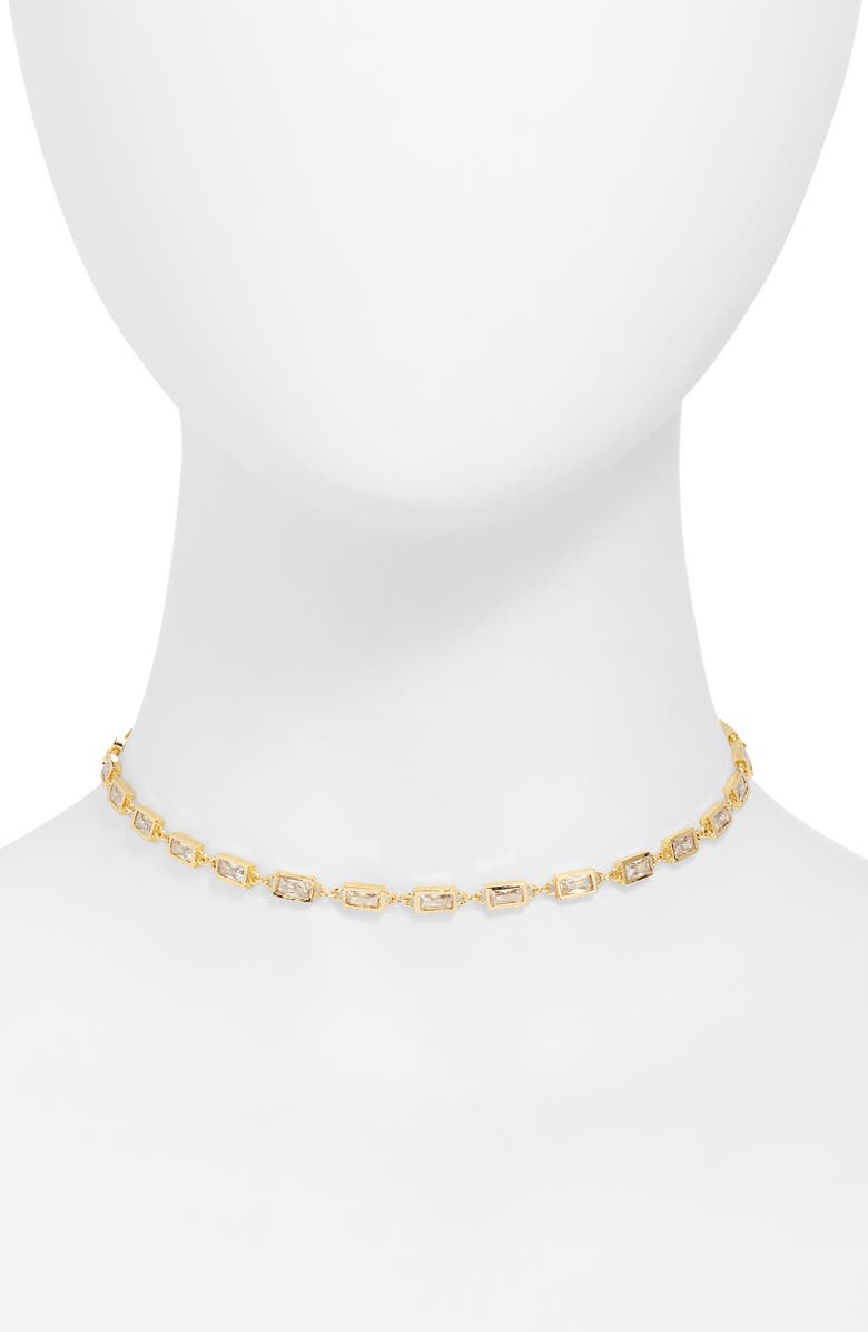 VIDAKUSH Rectangle Prism Choker Necklace, Main, color, Clear/ Gold