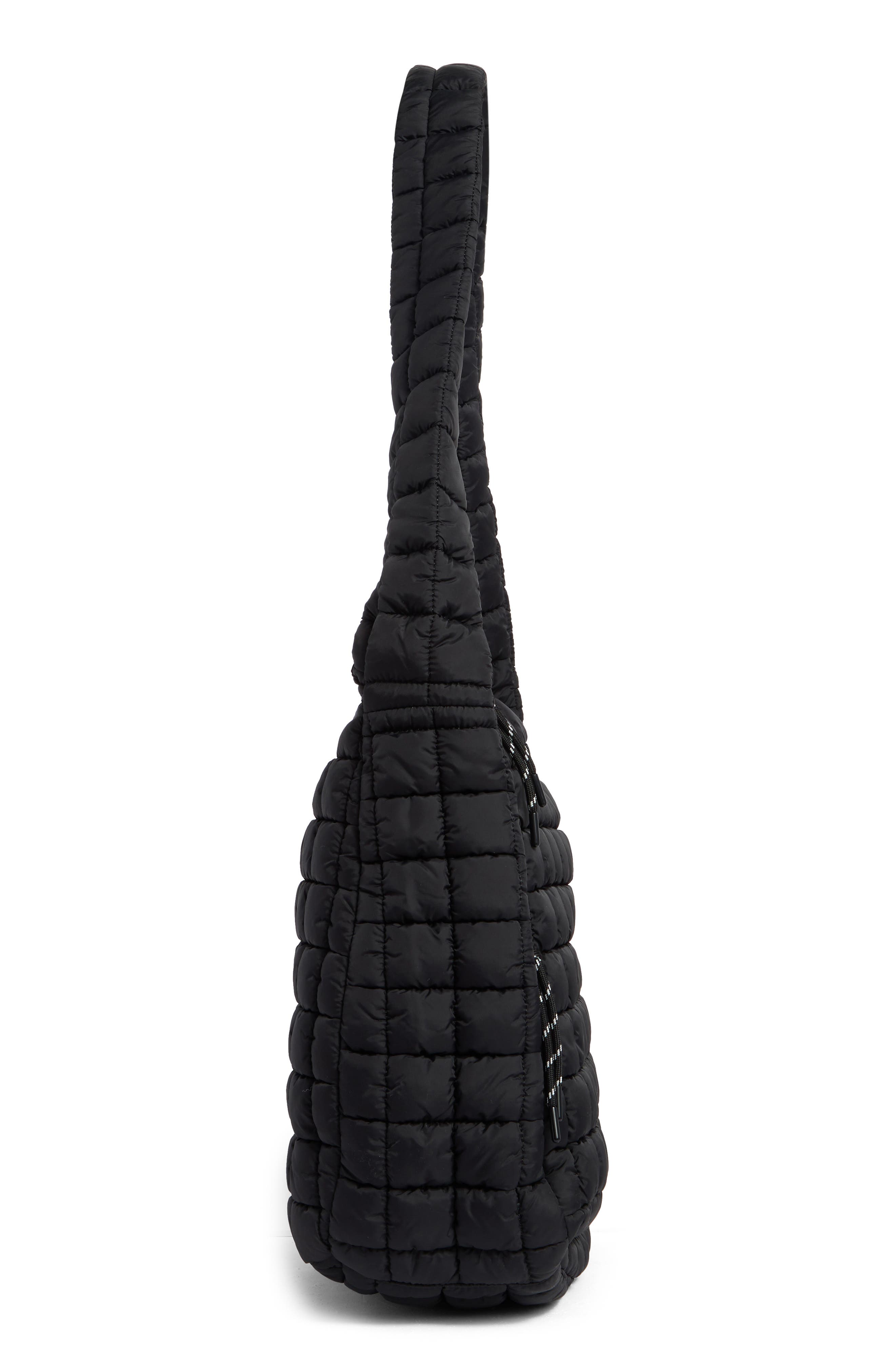 URBAN EXPRESSIONS HANDBAGS Oversize Square Quilt Nylon Hobo Bag, Alternate, color, Black