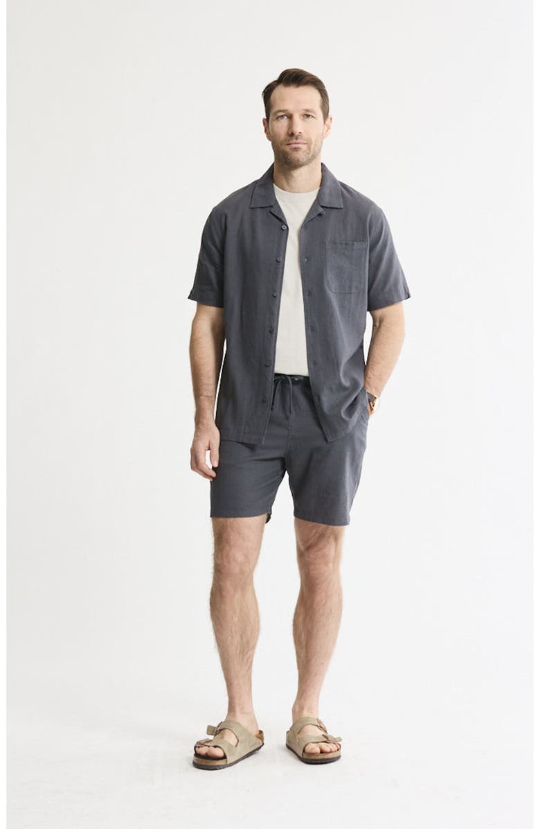JACHS Linen Blend Short Sleeve Camp Shirt, Alternate, color, Asphalt