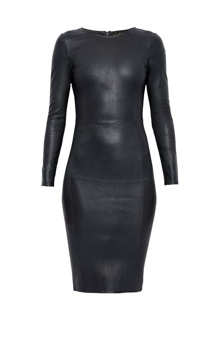 AS by DF Mrs. Smith Stretch Leather Dress, Alternate, color, Black