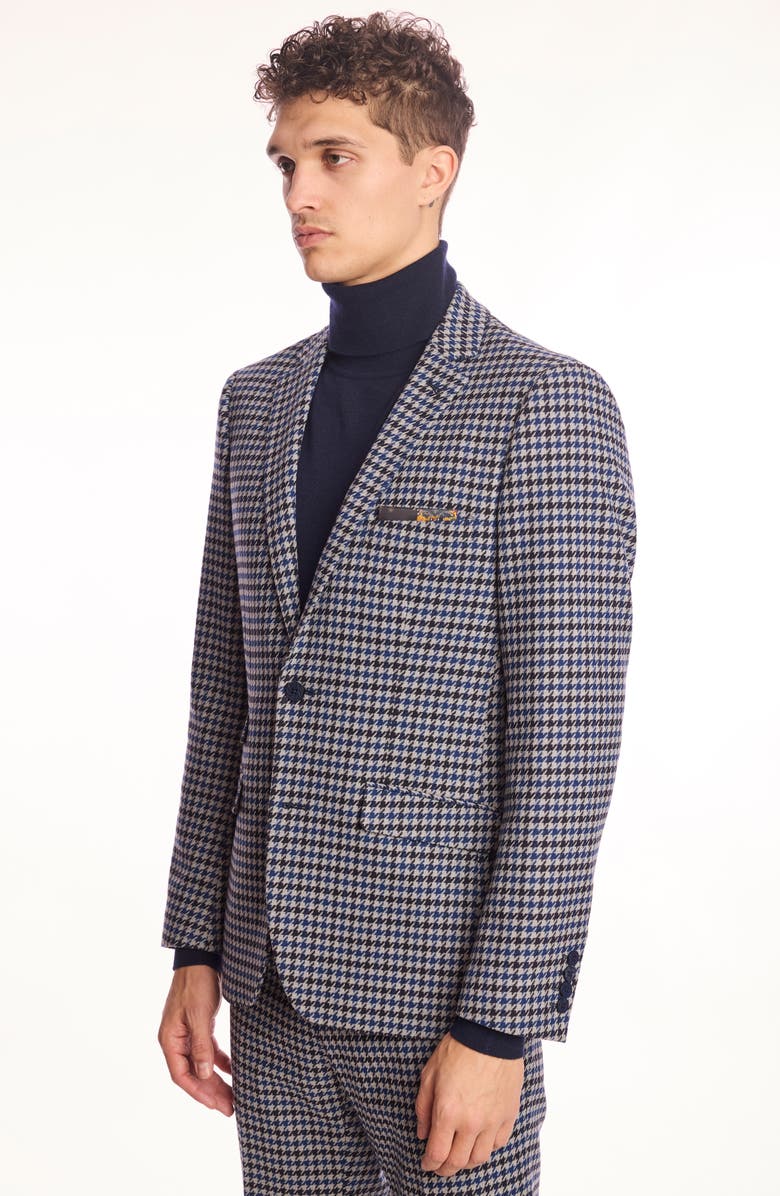 PAISLEY & GRAY Dover Slim Fit Blue Houndstooth Blazer, Alternate, color, Blue Black Houndstooth