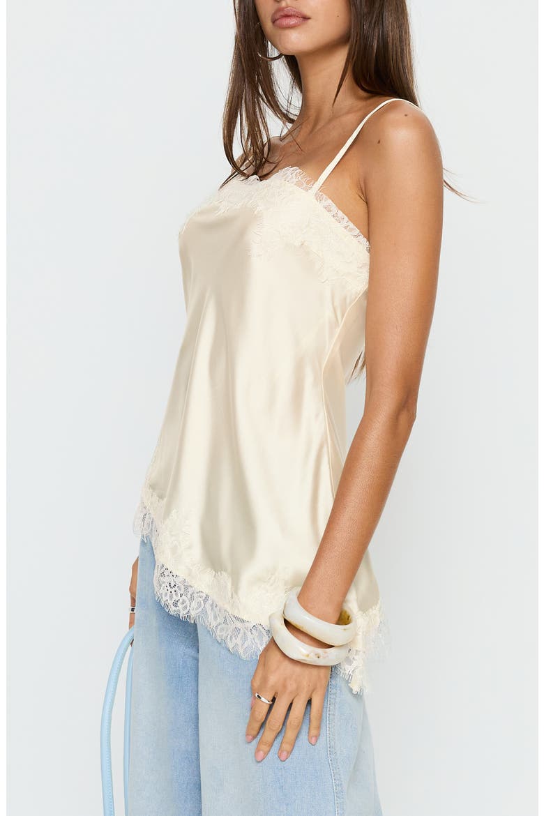 Winta Lace Trim Asymmetrical Satin Camisole, Alternate, color, CREAM