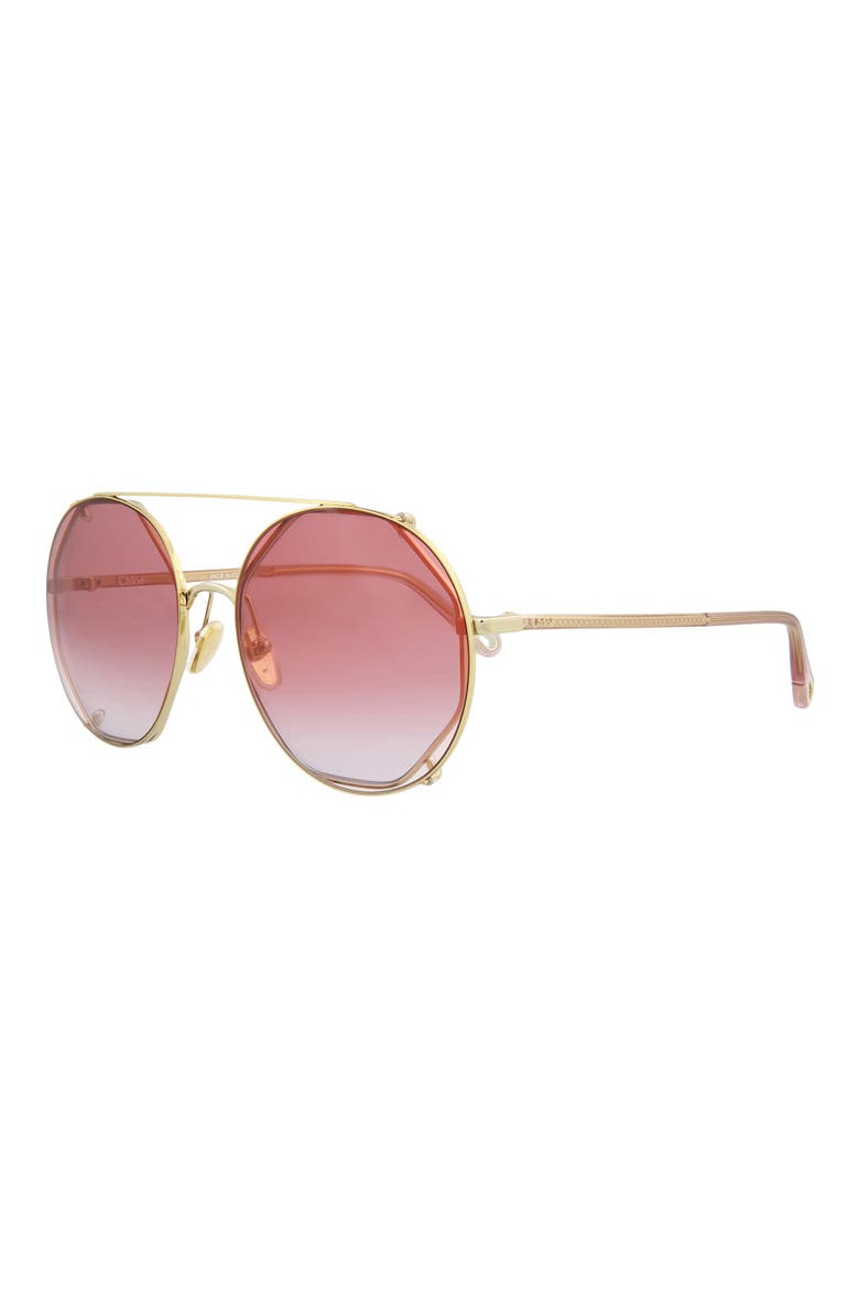 Novelty 57mm Aviator Sunglasses, Alternate, color, GOLD PINK RED
