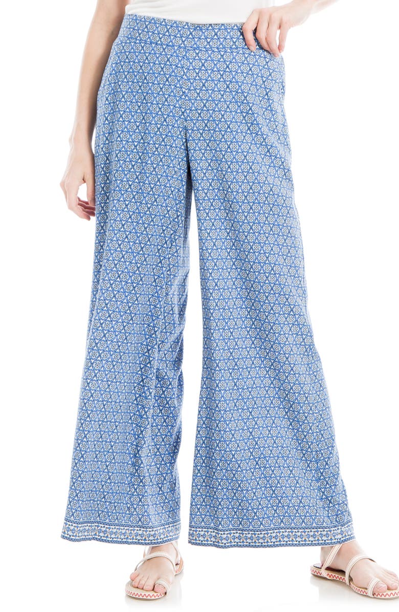 MAX STUDIO Wide Leg Pull On Pants, Alternate, color, Blue Print