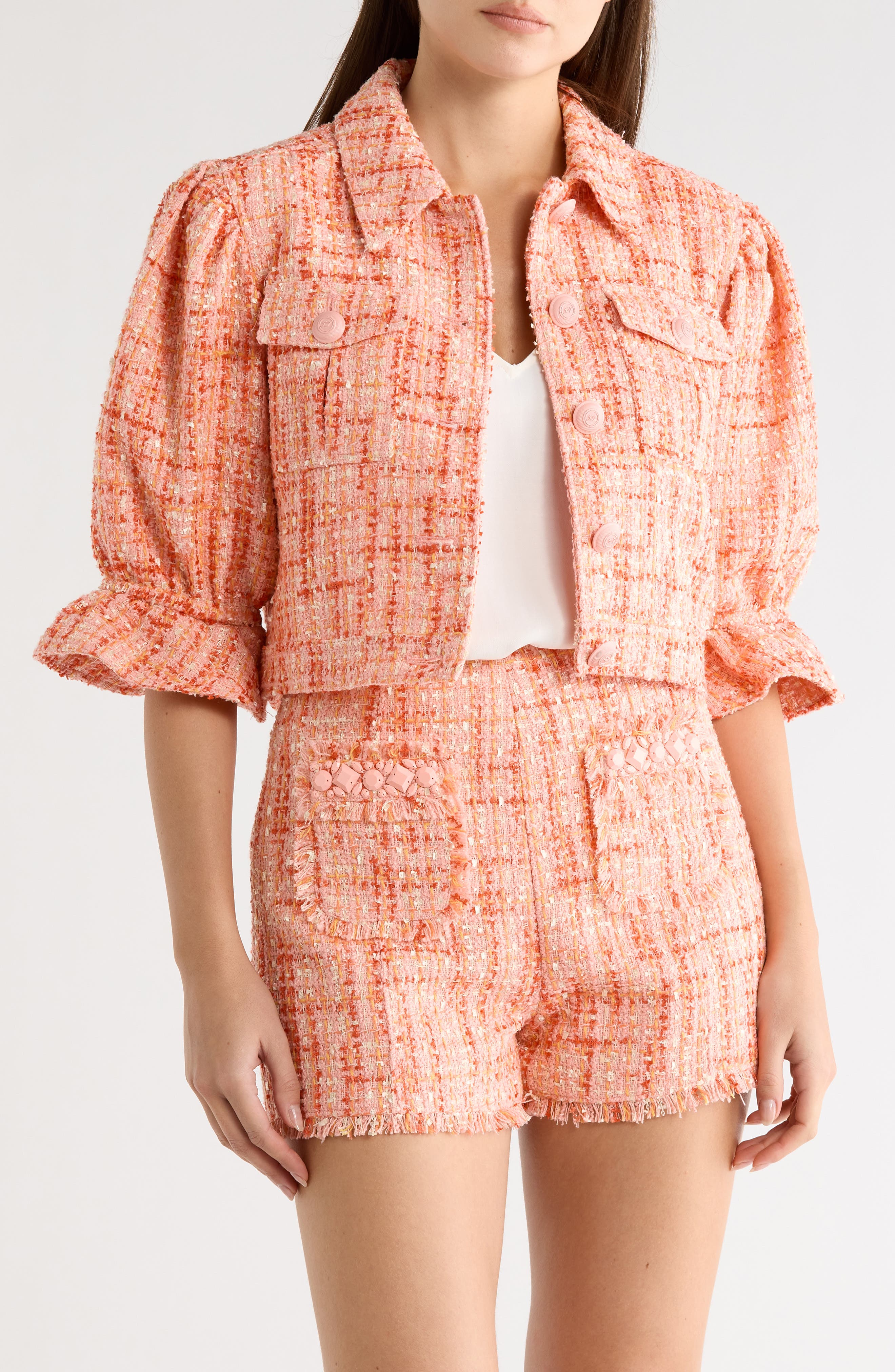 Cinq à Sept Lucie Julieta Puff Sleeve Bouclé Jacket