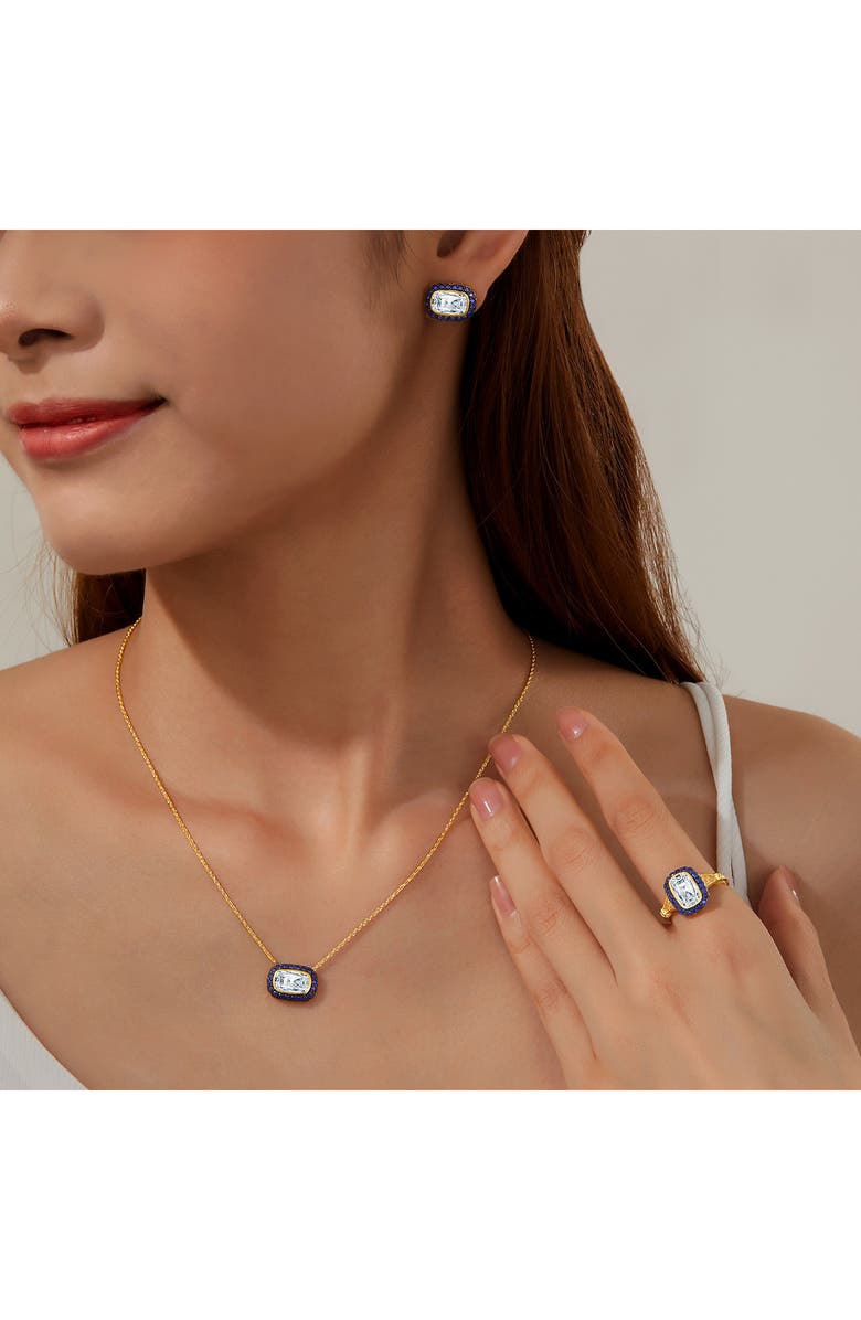 Lafonn Art Deco Halo Pendant Necklace, Alternate, color, Gold