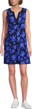 Lands' End Cotton Jersey Notch Neck Dress with Soutache