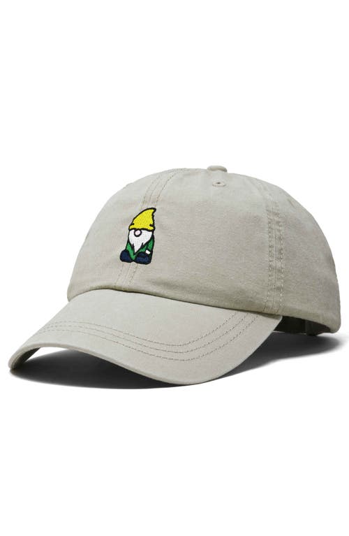 Dalix Gnome Embroidered Dad Hat In Washed Stone White