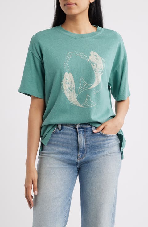 Fish Graphic Oversize Hemp Blend T-Shirt