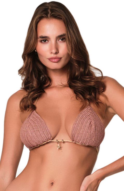 Nora Handmade Triangle Crochet Adjustable Halter Neckline Bikini Top