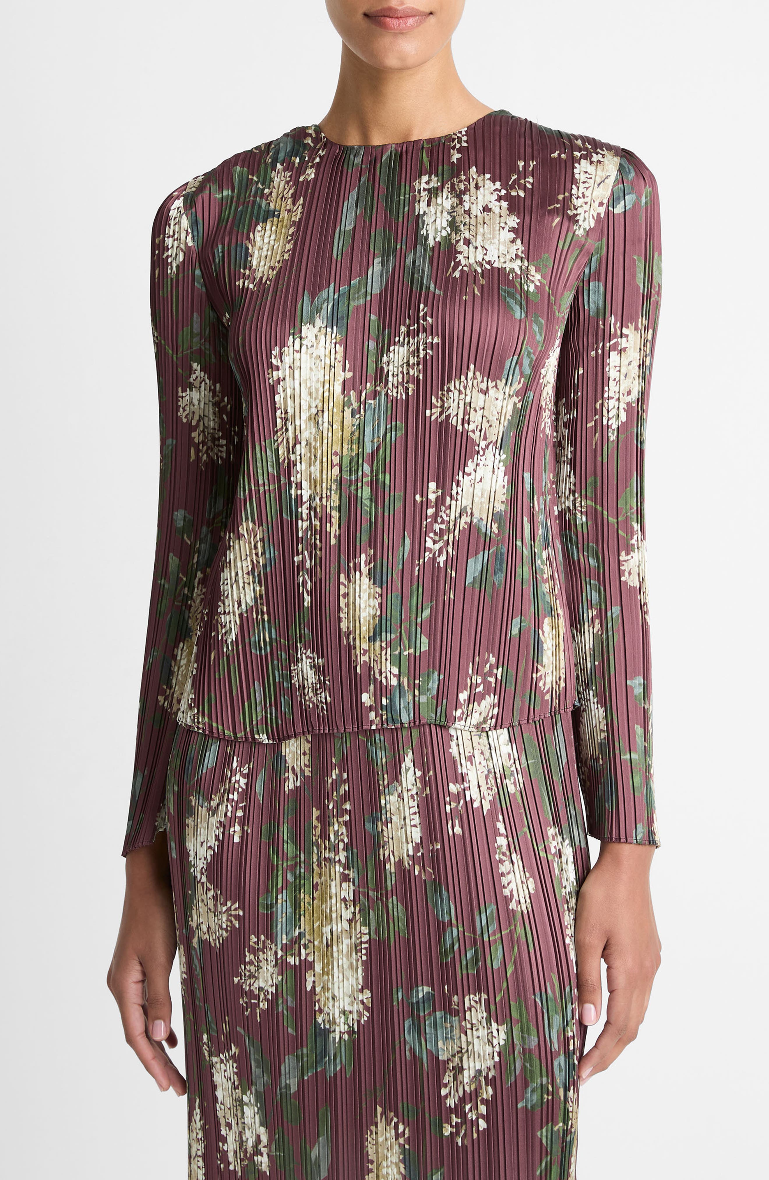 Vince Lilac Micropleat Satin Top