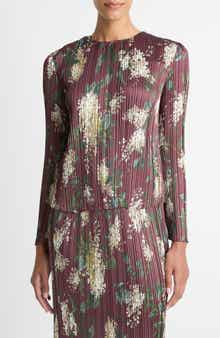 Vince Lilac Micropleat Satin Top