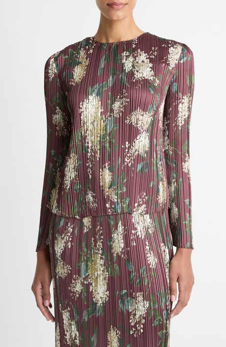 Vince Lilac Micropleat Satin Top