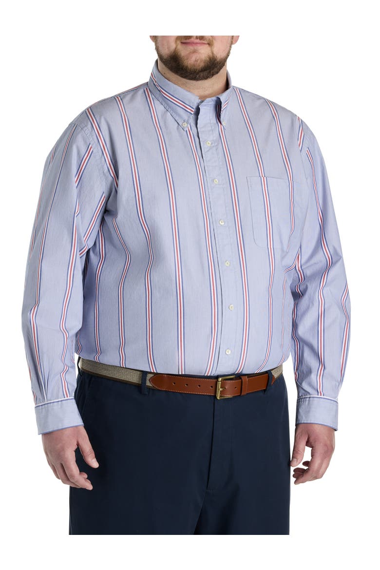 Big & Tall  Multi-Striped Oxford Friday Sport Shirt, Alternate, color, NAVY RIBBON