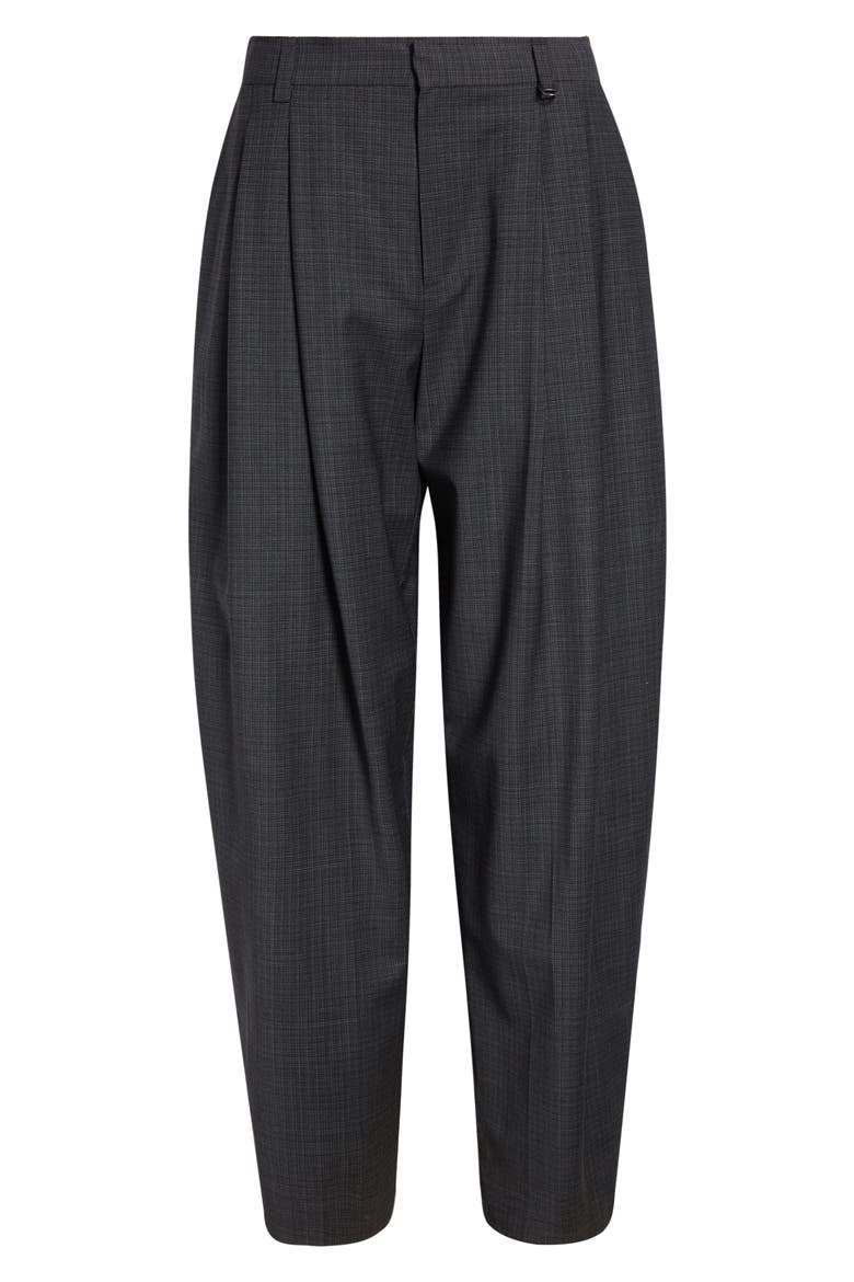 Pleated Balloon Leg Pants with Detachable Chain Detail, Alternate, color, DARK GREY MELANGE