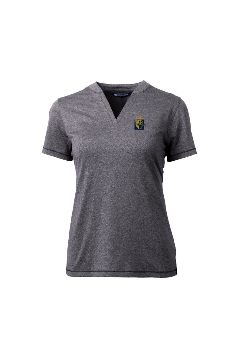 Women's Cutter & Buck Heather Charcoal FIU Panthers Forge Stretch Blade V-Neck Top, Alternate, color, Heather Charcoal