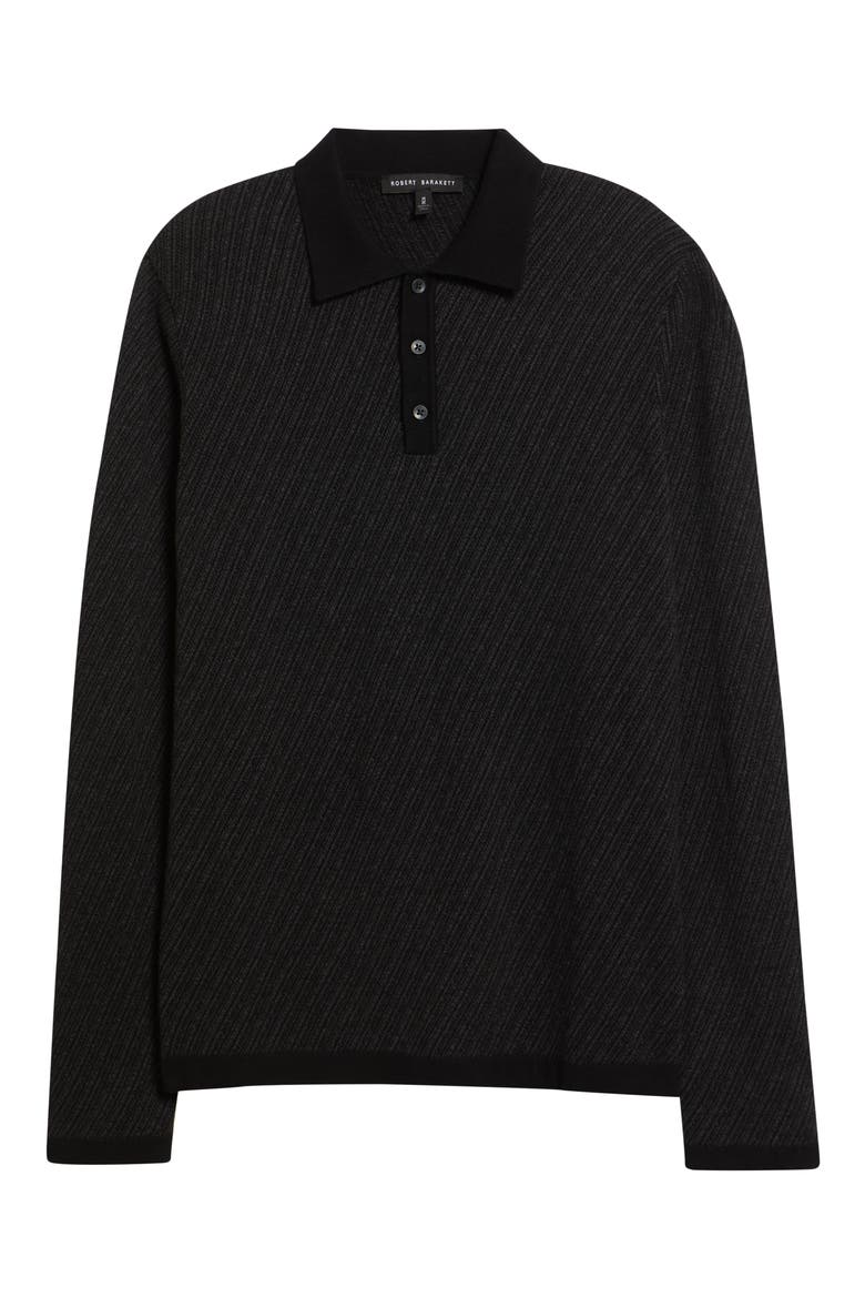 Borja Cotton & Cashmere Long Sleeve Polo, Alternate, color, BLACK