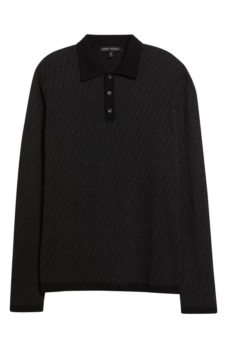 Robert Barakett Borja Cotton & Cashmere Long Sleeve Polo, Alternate, color, Black