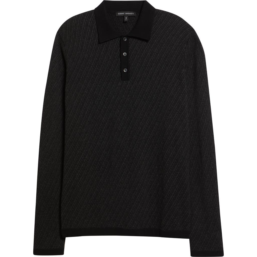 Robert Barakett Borja Cotton & Cashmere Long Sleeve Polo In Black