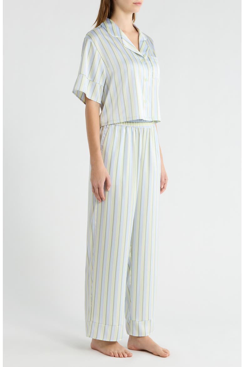 Boxy Everyday Satin Pajamas, Alternate, color, BLUE- GREEN CHARLIE STRIPE