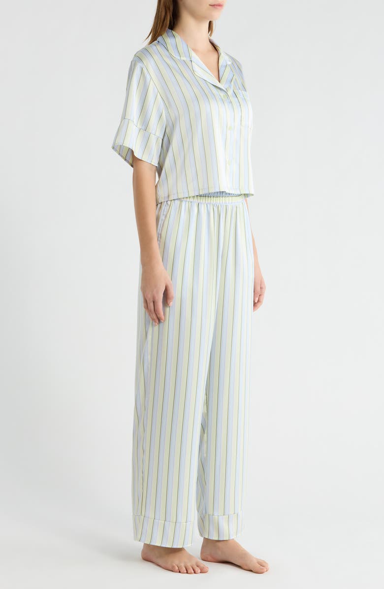 Open Edit Boxy Everyday Satin Pajamas, Alternate, color, Blue- Green Charlie Stripe