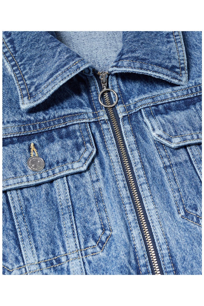 Fray Hem Denim Trucker Jacket, Alternate, color, DARK BLUE