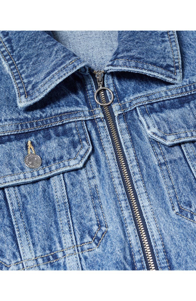 MANGO Fray Hem Denim Trucker Jacket, Alternate, color,