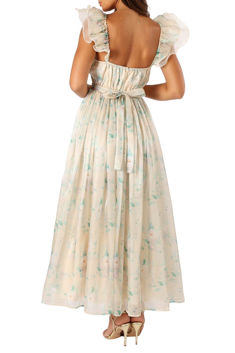 Freesia Floral Ruffle Maxi Dress, Alternate, color, CREAM